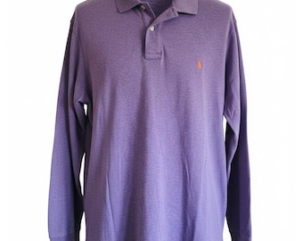Vintage 90s Polo Ralph Lauren Purple Long-sleeve Polo - Nineties