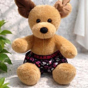 Build-A-Bear Workshop Tan Puppy Dog Plush with Heart Pattern Bearboxers 12" 2003