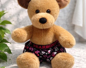 Build-A-Bear Workshop Tan Puppy Dog Plush with Heart Pattern Bearboxers 12" 2003