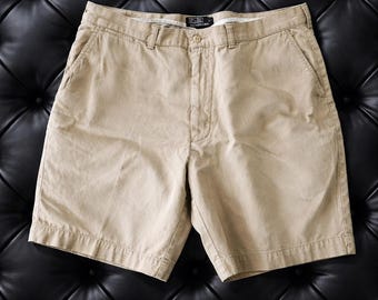 Polo Ralph Lauren Mens 40 Vintage Tan Khaki Chino Y2K Shorts Flat Classic