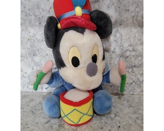 Peluche vintage de Mickey Mouse de 11 pulgadas, niño baterista, Disney - Aplausos