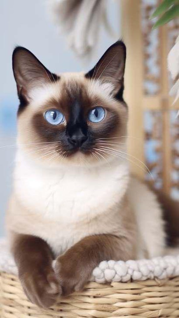 Siamese Cat Wall Art - Blue Eyed Feline Poster (Digital Download)