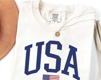 Camiseta USA Comfort Colors, camiseta patriótica vintage, camiseta retro con la bandera de Estados Unidos, top estético del 4 de julio, camiseta del Día de la Independencia, camiseta de EE. UU.