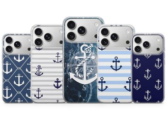 Nautical Anchor Phone Case Ocean Marine Design Cover for iPhone 17 pro max 16 e 15 plus 14 13 12 11 XR, Samsung S25 S24 FE S23 S22 A17 A56