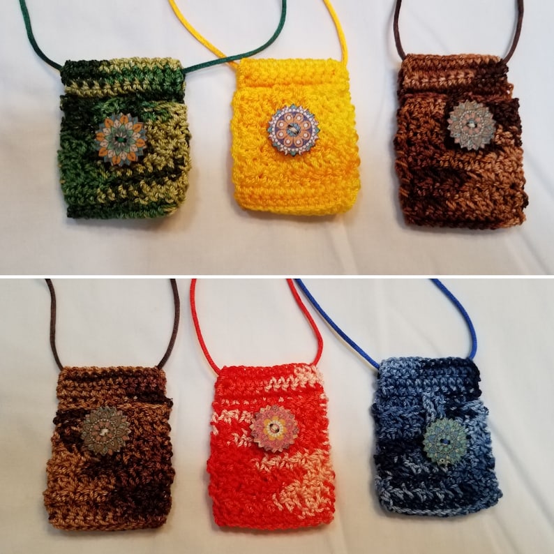 Amulet Pouch - Variegated Jewel Colors; Crochet, Necklace, Ritual ...