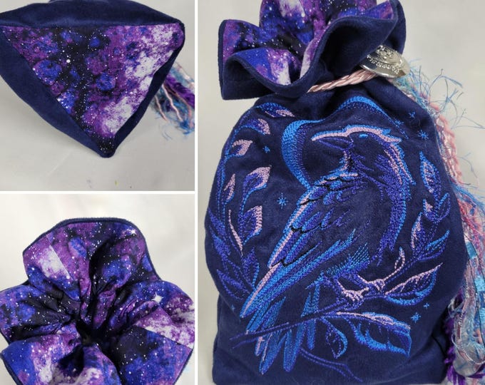 Large Tarot Bag - Cosmic Raven; Tarot Card Bag, Tarot Bag, Tarot Pouch ...