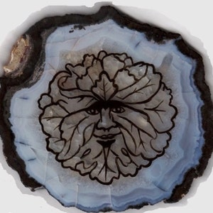 Agate Slice Greenman;  Pentacle, or Altar piece