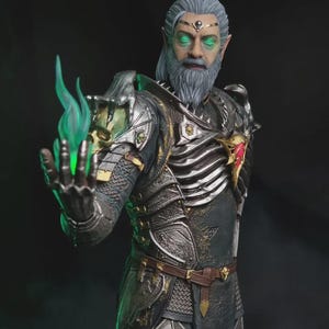 Figura de señor de la guerra de fantasía oscura - Estatua pintada a mano con gran detalle - Escultura de colección