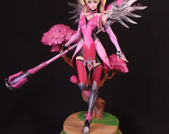 Figura de Ángel Cibernético • Estatua impresa en 3D pintada a mano • Escultura de colección