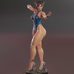 Chun-Li Fan Art • Hand Painted 3D Printed Figure •  Collectible Sculpture