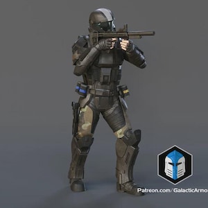 Futuristische tactische soldaat (pose 4) fanart • Handgeschilderde 3D-geprinte figuur • Collectible sculptuur