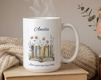 Tazza personalizzata per amanti dei libri - Nome personalizzato: Solo una ragazza che ama i libri