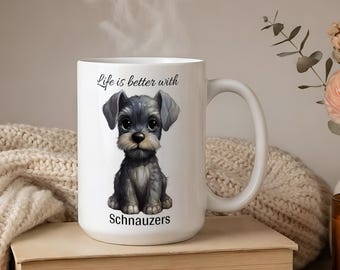 Mok schnauzerliefhebber, cadeau voor moeder of vader minischnauzer