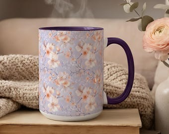 Tazza da caffè floreale - Tazza botanica in ceramica in tenui colori pastello