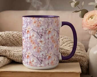 Tazza da caffè floreale - Tazza botanica in ceramica in tenui colori pastello