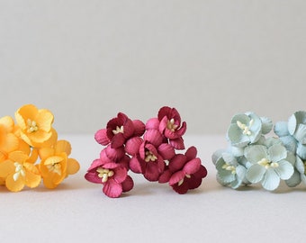 20 mm  /  15  Mixed Colors of   Mulberry Paper  Sakura Flowers