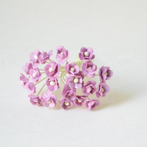 Flores de papel color morado lila polvoriento de 10 mm/20 unidades