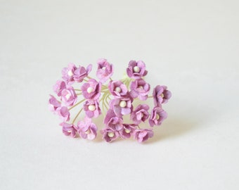 Fleurs en papier de mûrier lilas cendré 10 mm / 25