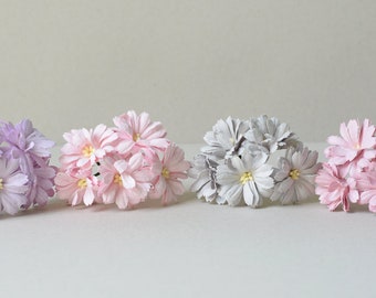 35  mm /  20  Mixed Colors of   Mulberry   Paper  Flowers