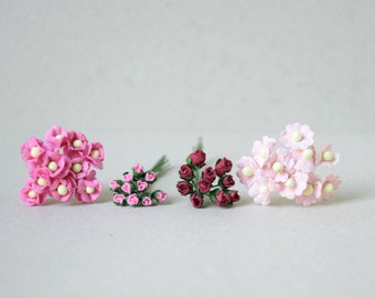 3- 10 mm / 40  Mixed  Paper  flowers