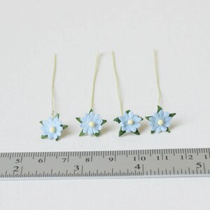 10 mm / 25 Blue Mulberry Paper Flowers image 3