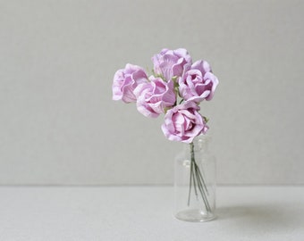 18  mm   / 5  Purple  Paper  Rosebuds