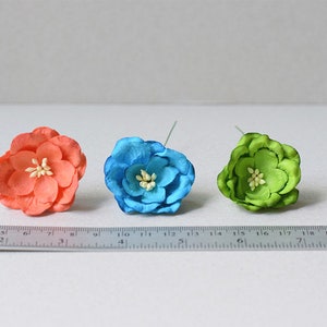 40 mm / 5 Mixed Colors of Mulberry Paper Flowers image 3