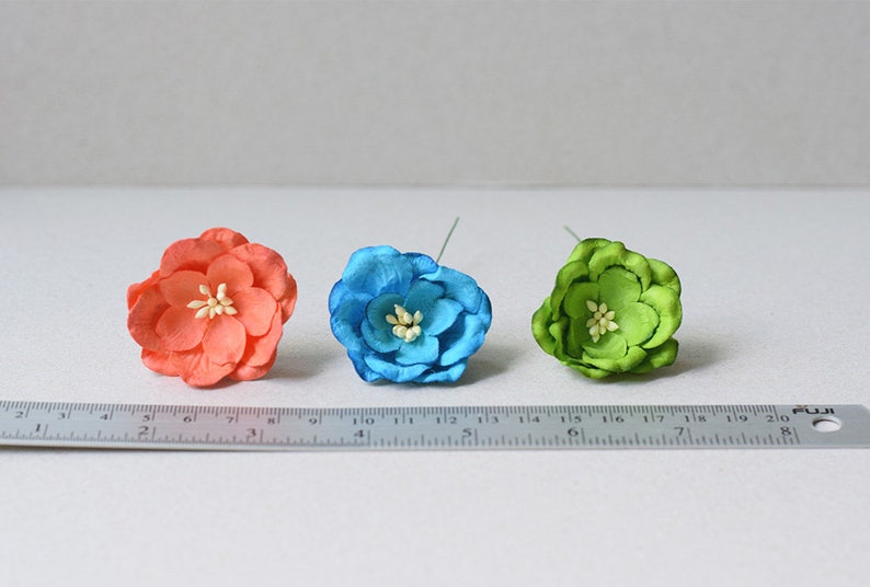 40 mm / 5 Mixed Colors of Mulberry Paper Flowers image 3