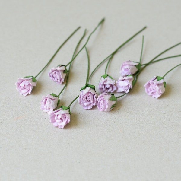 10 mm  /  10  Lilac   Rosebuds For Crafts ,Scrapbooking ,Cardmaking , Embellishment