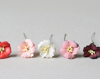 25  mm / 5  Mixed Colors of Mulberry Paper Flowers