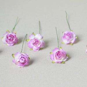 20 mm / 10 Purple Shade Colors of Mulberry Paper Roses image 2