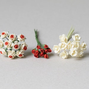 4-10 mm / 30 種類の混合赤色の桑紙の花