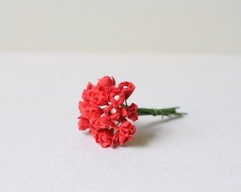10 mm  /  30  Red   Paper Flowers , Gypsophila with Pollen  Paper Flowers