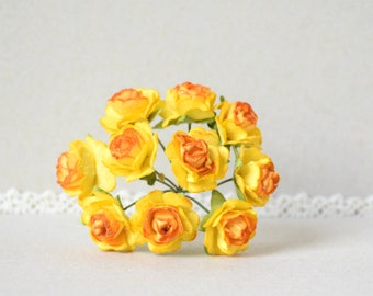 15  mm   / 10   Mixed  Yellow  and Orange Roses