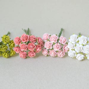 Rose di carta da 10 mm/40 colori misti per artigianato, scrapbooking, creazione di cartoline, decorazioni