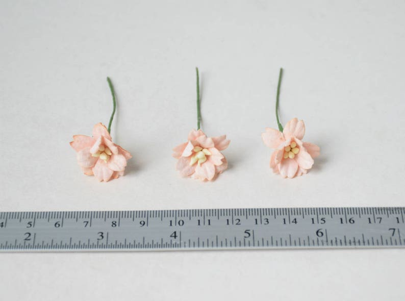 20 mm / 10 Peachy Paper Flowers image 4
