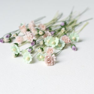 4- 10 mm / 40  Mixed  Paper  flowers