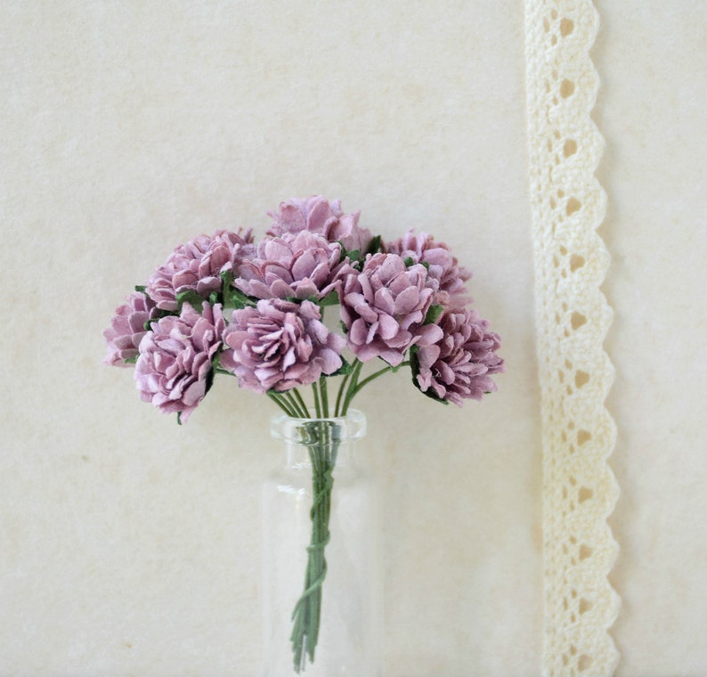 15 mm / 10 purple paper flowers , gypsophila paper flowers image 1