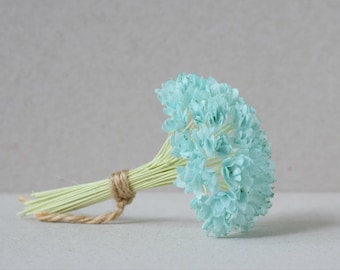 8-10 mm / 50 Turquoise  Blue  Paper Flowers , Gypsophila Paper Flowers