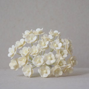 10 mm/20 Creme Mulberry Paper Flower C 151