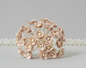 10 mm  / 25  Brown   Mulberry Paper  Flowers