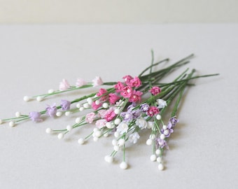 12   Mixed   Colors Of Gypsophila   Paper  flowers