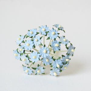 10 mm / 25 Blue Mulberry Paper Flowers image 1