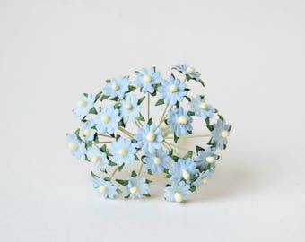 10 mm  / 25  Blue  Mulberry Paper  Flowers