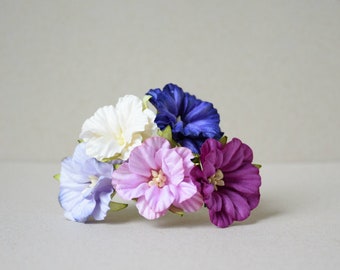 40 mm / 5  Mixed Purple Tones  Of Paper  Flowers