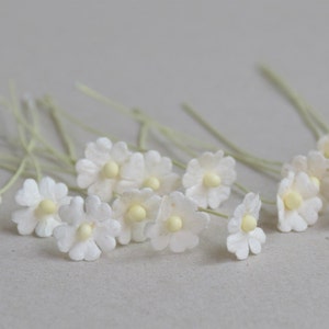 20 weiße Blumen aus Maulbeerpapier