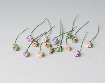 8  mm  / 16  Mixed Colors Of  Mulberry Paper  Rosebuds