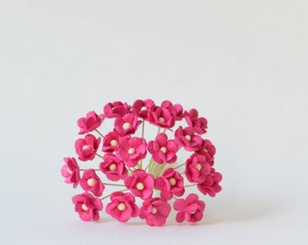 10  mm / 25  Hot Pink    Mulberry Paper  Flower