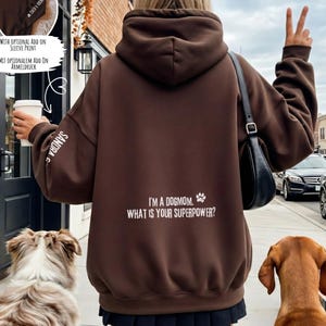 Personalisierte Hundemama ""Superpower"" Hoodie - Hundebesitzer Shirt - Unisex Oversize Fit - Personalisierbar."