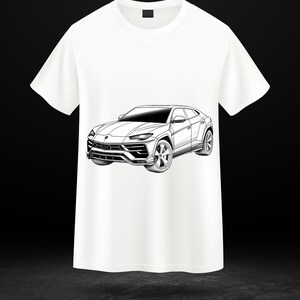 Ilustración lineal del Lamborghini Urus (SVG, PNG) – Dibujo técnico de un superdeportivo (descarga digital)